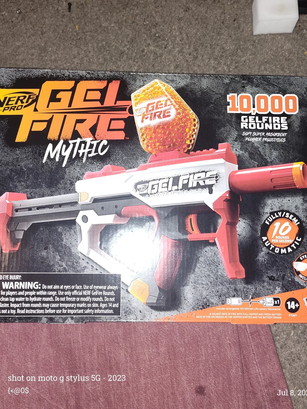 Nerf GELFIRE Mythic Blaster in Red and White with Orange Accents